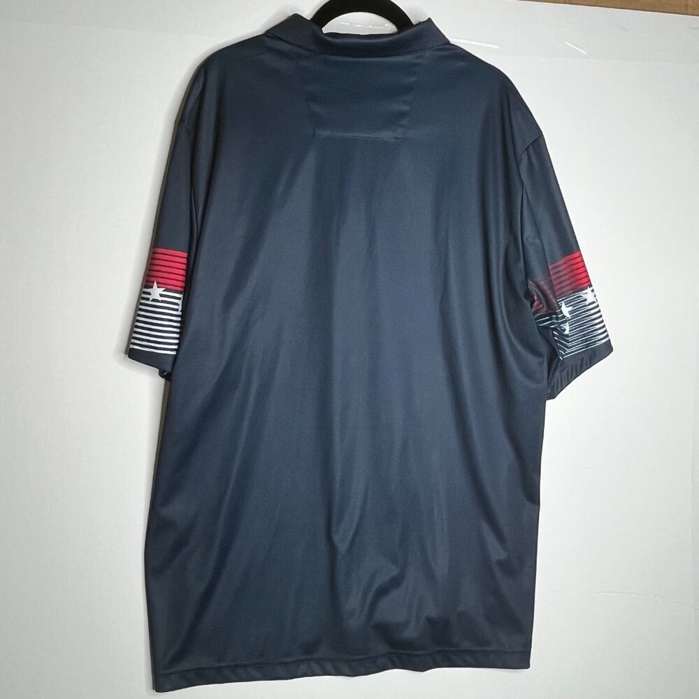 Antigua XL Navy Mens Polo Shirt With Stars & Stripes Pattern - Picture 4 of 4